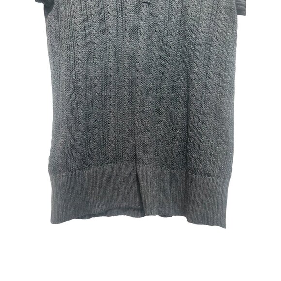 Vintage Ralph Lauren Blue Label Linen Cable Knit Polo Shirt M Black Collar Prepp - Picture 9 of 11